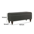 thumbnail image 2 of HomePop Large Storage Bench with Nailhead Trim, 42"W x 18"D x 18"H, Charcoal, 2 of 6