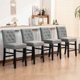 thumbnail image 2 of Homy Grigio Gray Fabric Tufted Modern Upholstered 24 inch Bar Stools with Full Back and Black Solid Wood Legs sets of 2, 2 of 5