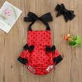 thumbnail image 6 of Seyurigaoka Baby Girl’s Cute Polka Dot Bow Bandage Halter Romper and Headband, 6 of 10