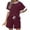 Red, variant on Summer Fashion Plus Size Two Piece Sets for Women Going Out Trendy Clothes 2025 Casual Short Sleeved Round Neck Top And Drawstring Shorts Color Blocked Set Up to 65% off!