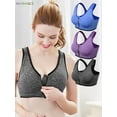 thumbnail image 5 of BadPiggies Set of 3 Pack Women Zip Front Sports Bra Wireless Post-Surgery Bra Removable Pad Tank Top Active Yoga Racerback Sports Bras, M, 5 of 10