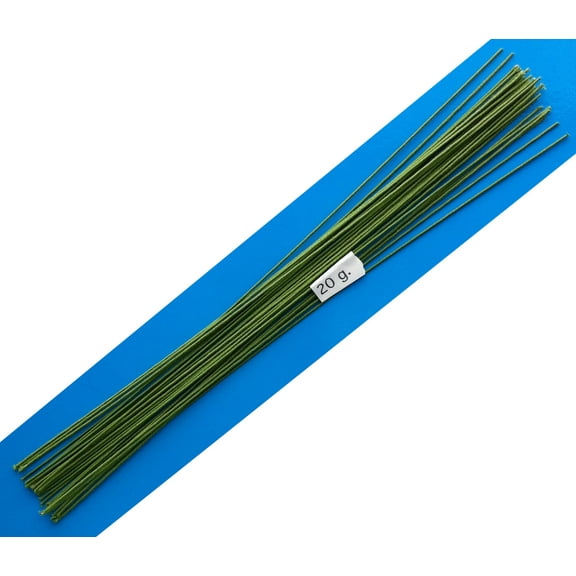 20 Gauge Green Cotton Covered Floral Wire - 30 feet per bundle (9.14m) in 12 inch lengths (30.5cm)