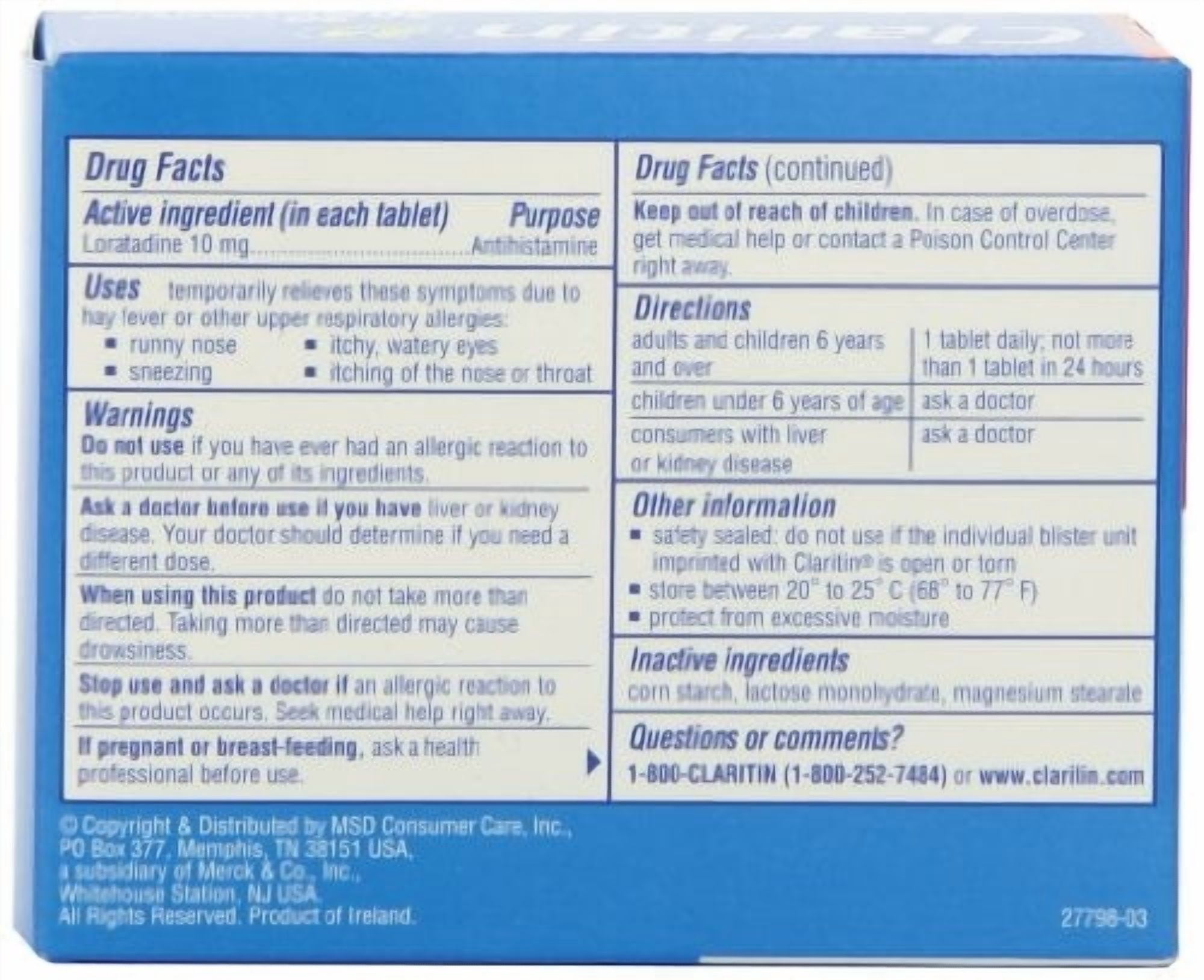 CLARITIN 24 Hour Allergy Tablets 30 Tablets