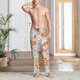 thumbnail image 2 of Balery Retro Floral Butterfly Pantalones de pijama para hombre, pijama ultraligero, pantalón de descanso-Small, 2 of 6