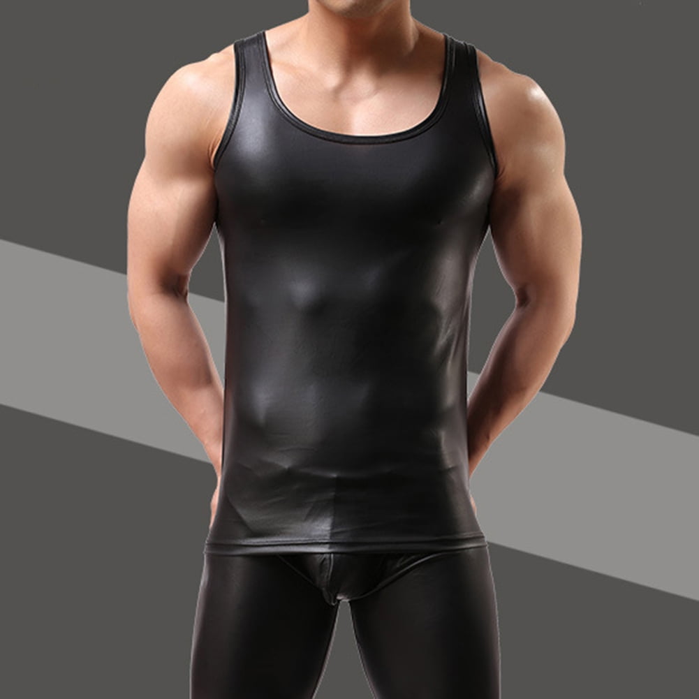 men leather tank top