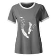 thumbnail image 4 of CEHVOM Femmes Mode Décontractée Imprimé Col Rond Ample Manches Courtes T-shirt Haut Blouse Chandail Liquidation, 4 of 4