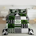 thumbnail image 2 of Homewish Motercycle Sports Player Bedding Comforter Set, Eat Sleep Ride Twin Comforter Sets, Green Patchwork Print Reversible Bedding Set, Luxury Bedroom Decor, 2 Pieces, 2 of 8