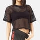 thumbnail image 2 of Top corto de malla transparente para mujer: diseño sexy con aberturas, opciones de manga corta/larga, ropa informal de verano con hombros caídos., 2 of 5