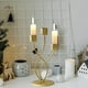 thumbnail image 5 of Centro de mesa para candelabros de hierro dorado – Candelabro curvado de 3 cabezas para una decoración romántica elegante de mesa, boda y hogar, negro moderno o dorado, 23x10x10cm, 5 of 6
