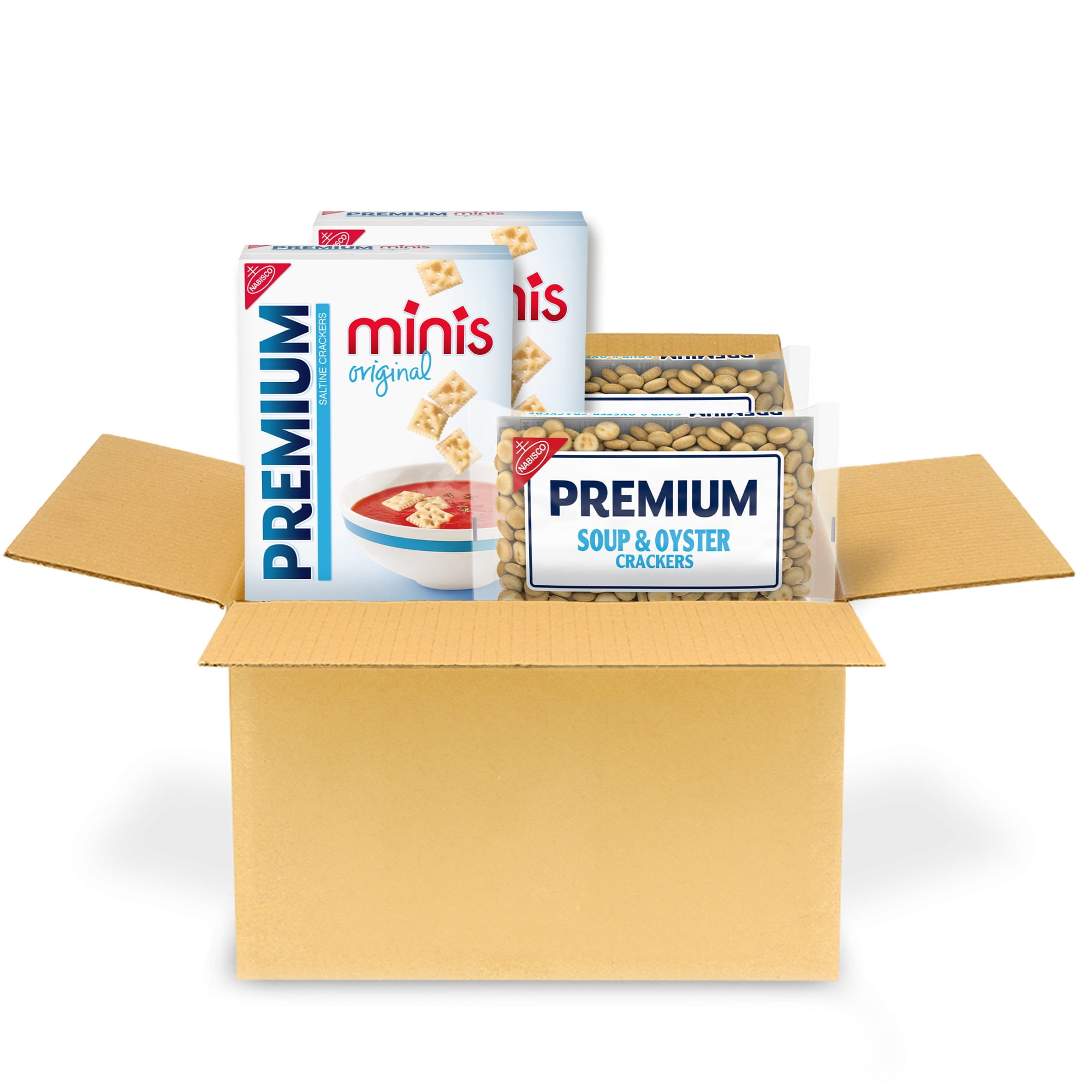 Premium Saltine Crackers Variety Pack, Mini and Oyster Crackers, Lunch Snacks, Bulk Snacks, 4 Packs