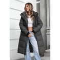 thumbnail image 4 of Women's Winter Black Hooded Stand Collar Long Down Jacket - Internal/External Pockets, Windproof Waterproof Warm, S, 4 of 11