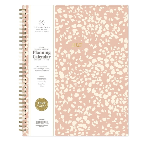 Blue Sky The Everygirl 2027 Weekly and Monthly Planner Calendar, January 2027 - December 2027, 8.5" x 11", Flexible Cover, Durable Twin Wire Binding, Storage Pocket, Stickers, Bengala Desert Rose