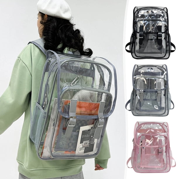 Xihbxyly Mochila Transparente de Pvc Resistente con Compartimento Grande para Portátil, Diseño Transparente, Homologada para Seguridad En Estadios, Ideal para Eventos Deportivos Al Aire Libre, Correa
