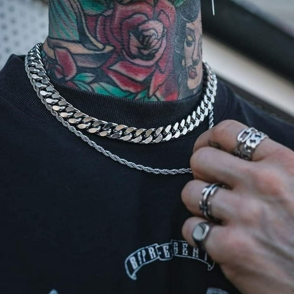 Cuban Chain Sterling Silver Plated  20'' Link Chain,Sterling Silver Link Necklace for Men