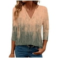thumbnail image 2 of ICHUANYI Women 3/4 Sleeve Fashion Print Sleeve Blouse Women Plus Size Short Sleeve Tees T-Shirt Casual V Neck Tops, 2 of 7