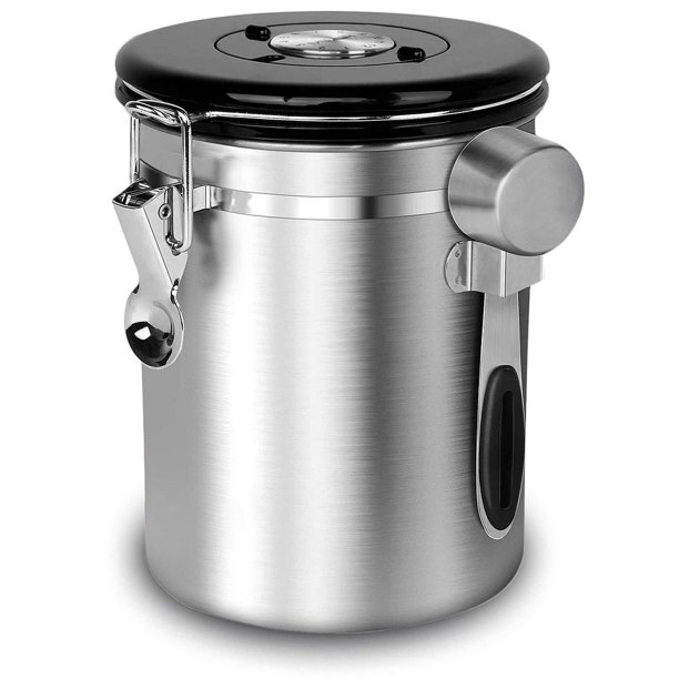 Coffee Canister For Ground Coffee with Scoop Airtight, Stainless