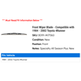 thumbnail image 2 of Front Wiper Blade - Compatible with 1984 - 2002 Toyota 4Runner 1985 1986 1987 1988 1989 1990 1991 1992 1993 1994 1995 1996 1997 1998 1999 2000 2001, 2 of 2