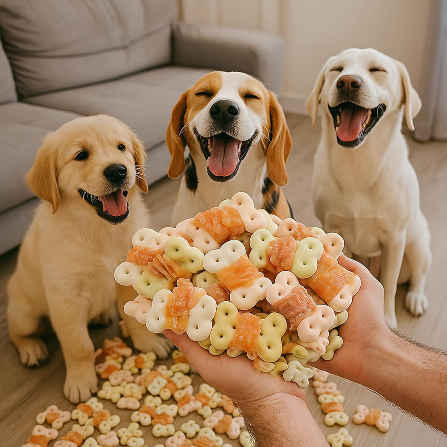 Chicken Wrapped Dog Biscuits 16oz | Chicken Outer Shell with Crunchy Center | Training Treats for Small, Medium & Large Breed Dogs | Natural Dog Long Lasting Chew (16 Oz)