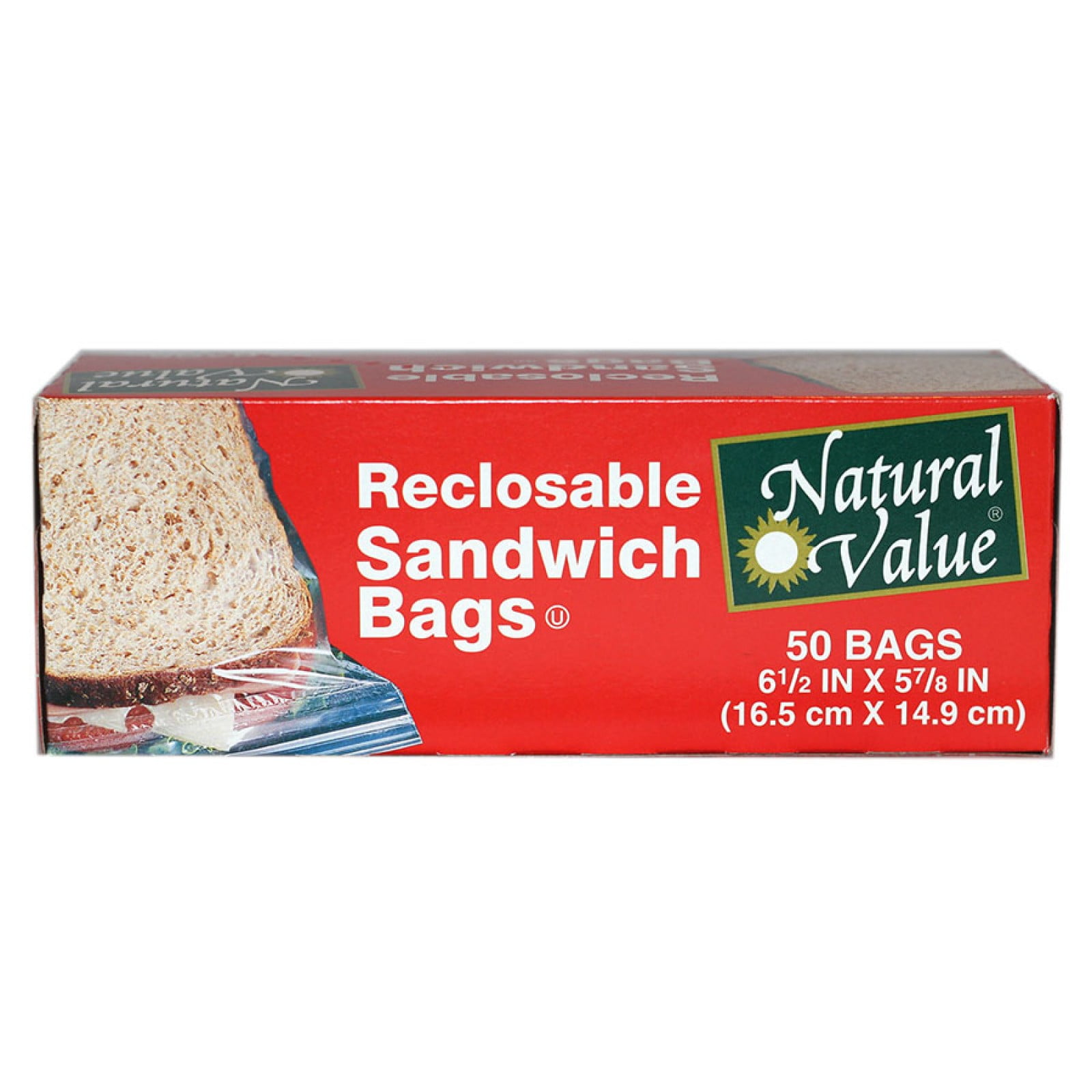 Natural Value Reclosable Sandwich Bags Case of 12 50 Count