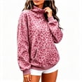 thumbnail image 5 of Lumtrix Mock Neck Hoodie For Women Cheetah Print Oversized Fleece Hoodies Pullover Hoodies Fall Casual Sweatshirts With Pockets Hot Pink M, 5 of 5