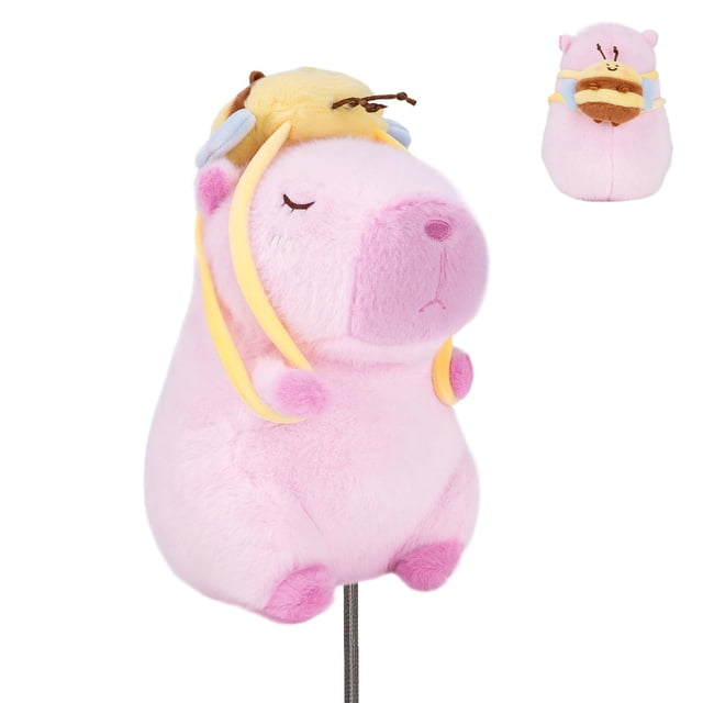 Funda para Cabezal de Palo de Golf Doble con Peluche de Carpincho Rosado y Abeja