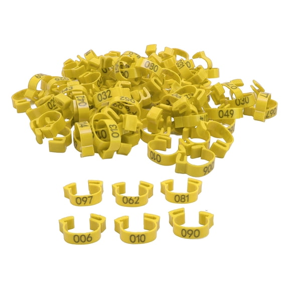 Chicken Leg Bands, Double Clasp Poultry Identification Tags Plastic 20mm 001 To 100 Numbered 100PCS  For Ducks