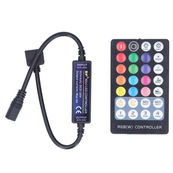 VIFERR LED De Contrôle DC12V-24V Mini RGBW Lumières Télécommande avec Télécommande à 24 Touches pour Bande Lumineuse RGB CCT