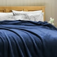 thumbnail image 4 of PiccoCasa Decorative Throw Blanket Flannel Fleece Blanket for Couch Dark Blue Queen (90"x90"), 4 of 8