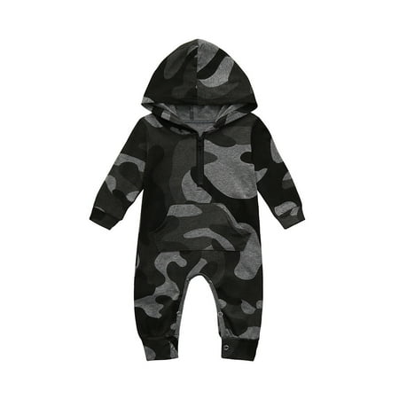 

RPVATI Baby Unisex Long-Sleeve Summer Full Rompers Hooded Romper Infant Camouflage Jumpsuit