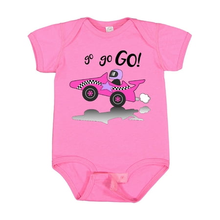 

Inktastic Go Go Go! Pink Racing Car Boys or Girls Baby Bodysuit