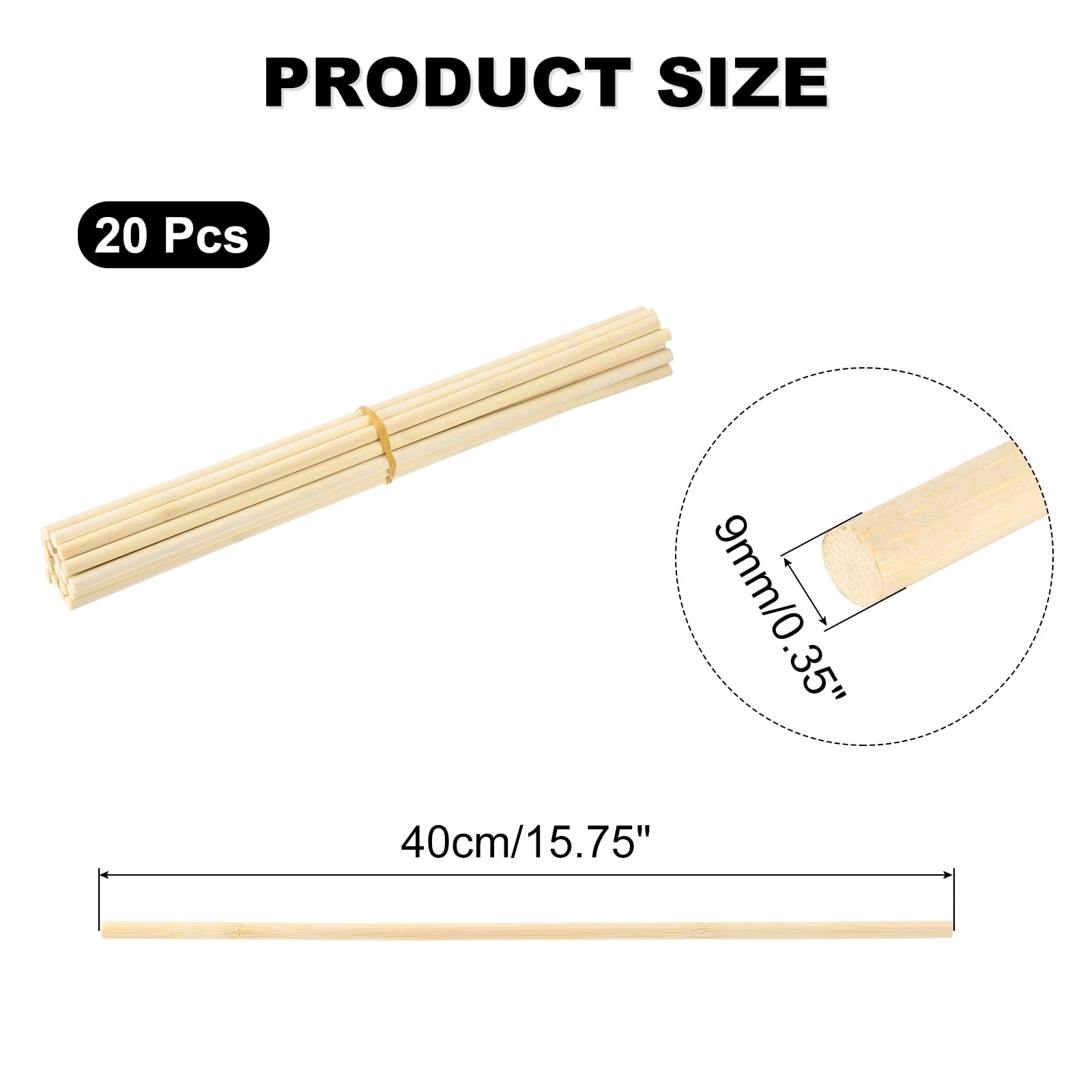 Uxcell Wooden Dowel Rods, 11/32 x 16 Inch Round Dowel Rod Wood Sticks Bamboo Stick for Arts Crafts Photo Booth Props DIY Building Model, 20 Pack