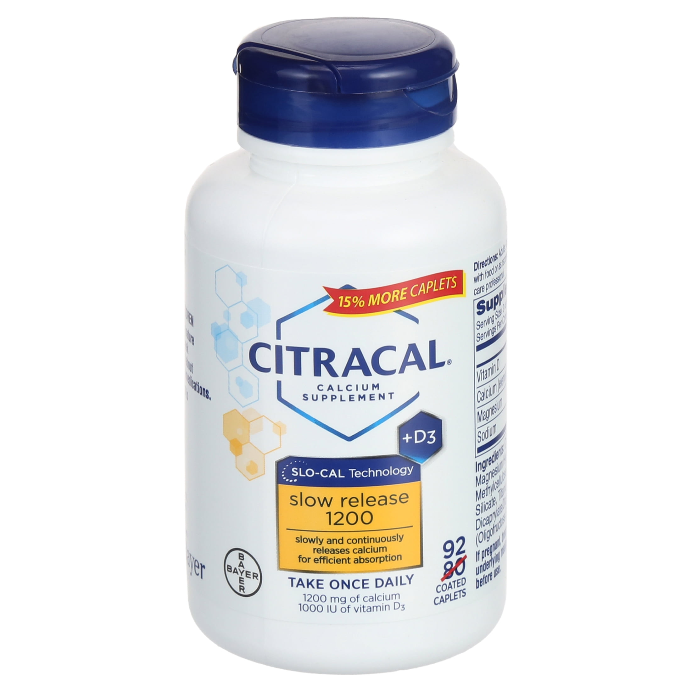 Citracal Slow Release 1200 Calcium With Vitamin D3, Caplets, 92 Count