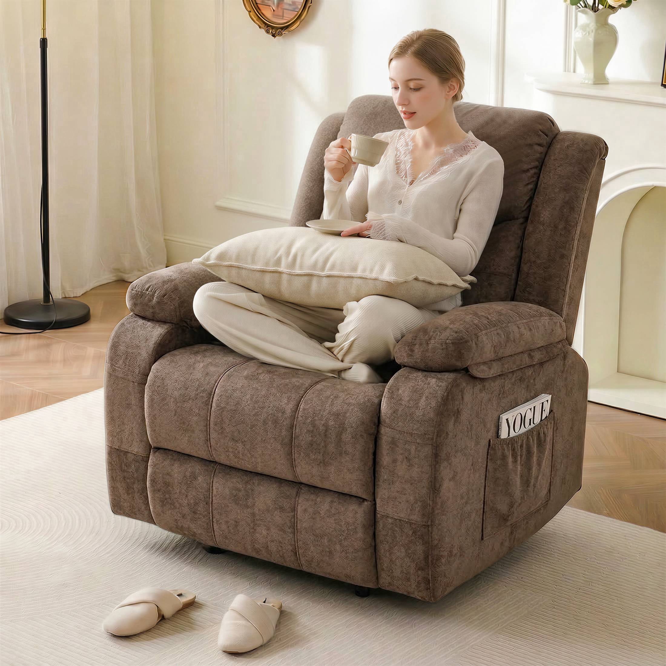 Power Lift Recliner Chair, UHOMEPRO Electric Lift Chair for Elderly with Remote Control, Stand Assist Recliner Chair for Living Room, 350 lbs Capacity, Brown