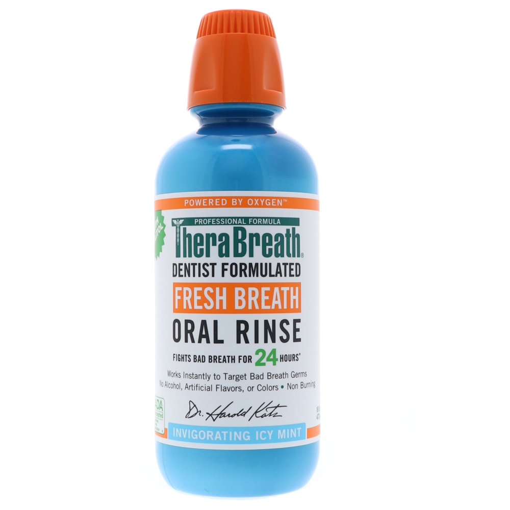 TheraBreath Fresh Breath Oral Rinse, Ice Mint 16 oz (Pack of 3