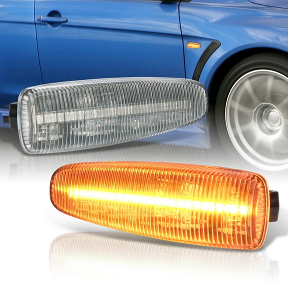 AJP Distributors Clear Sequential LED Signal Fender Side Markers Lights Lamps Pair Compatible/Replacement For Lancer Evolution EVO 10 X / Mirage / Outlander 07 08 09 10 11 12 13 14 15 16 17 18 19 20