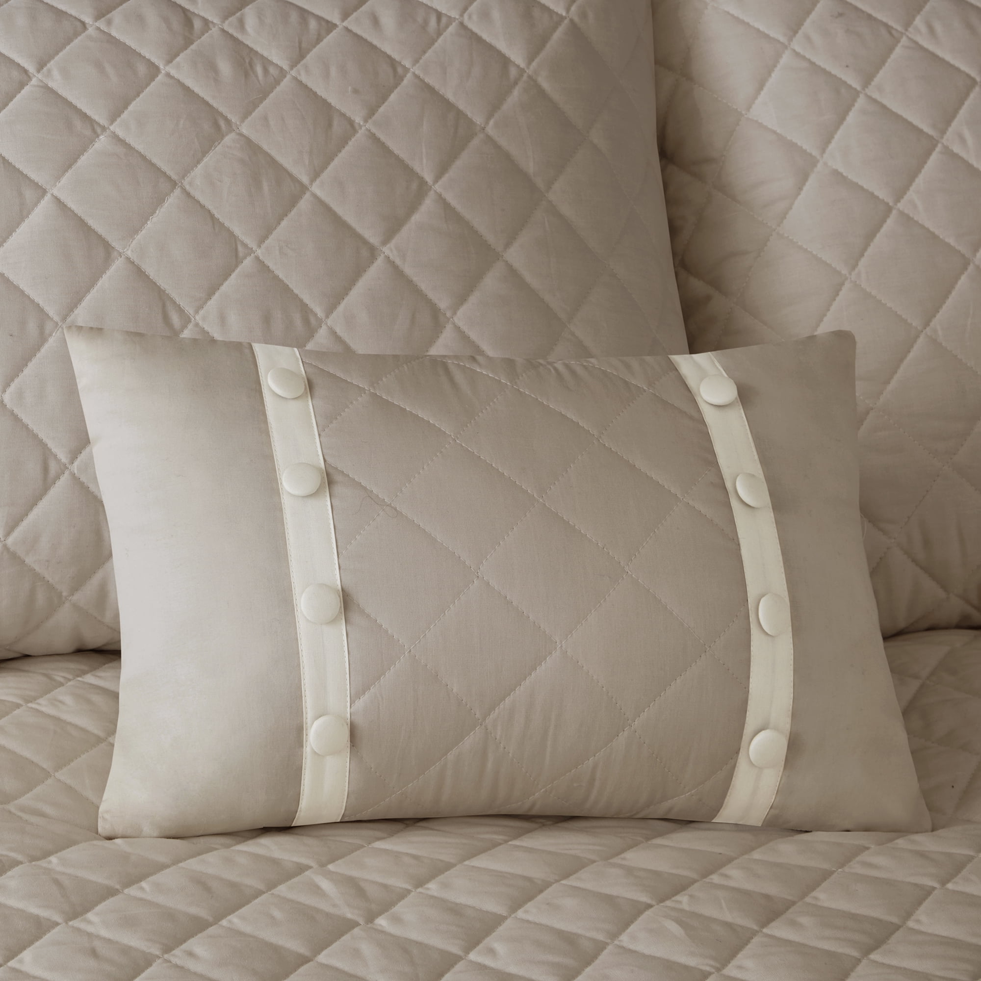Madison Park King Breanna 4-Piece Cotton Reversible Tailored Bedspread Set, Khaki