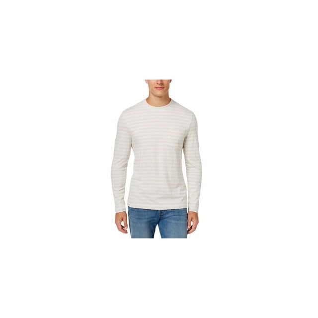 Playera básica a rayas Club Room para hombre color blanco roto extragrande