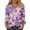 Purple, variant on Delconic Women’s Casual Floral Print V Neck Three Quarter Sleeve Loose Fit Blouse Top for Everyday Wear and Comfortable Style Dark Green L