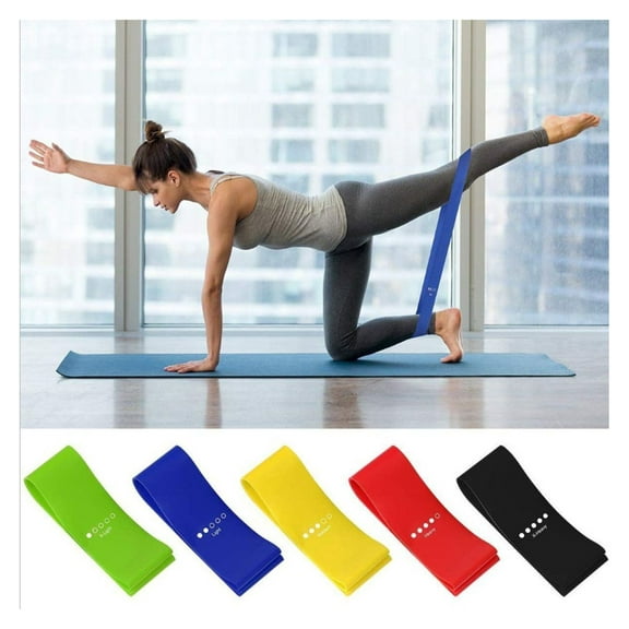 Exercise Bands Set of 5 - Latex Resistance Bands for Yoga, Pilates, Strength Training - Home Workout Equipment for Men & Women - Physical Therapy & Fitness