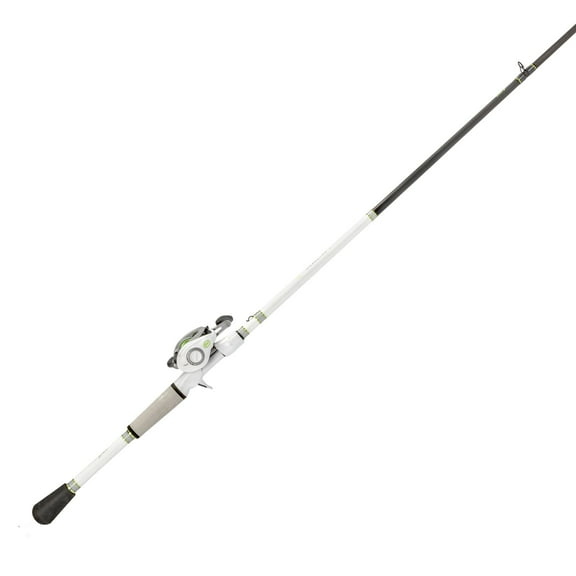 Lew’s MACH 1 Baitcast Reel and Fishing Rod Combo, 7-Foot 2-Inch, 1-Piece IM7 Graphite Rod, Medium-Heavy Power, Fast Action, 7 1 Bearings, 7.5:1 Gear Ratio, Left-Hand Retrieve, White/Black/Gray/Green