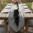 thumbnail image 6 of Black Cement Gray Table Runner Linen Burlap Table Runner 90 Inches Long Modern Abstract Art Black Dresser Scarves for Kitchen Island Coffee Dining Room Party Wedding Banquet Holiday Decor 13"x90", 6 of 8
