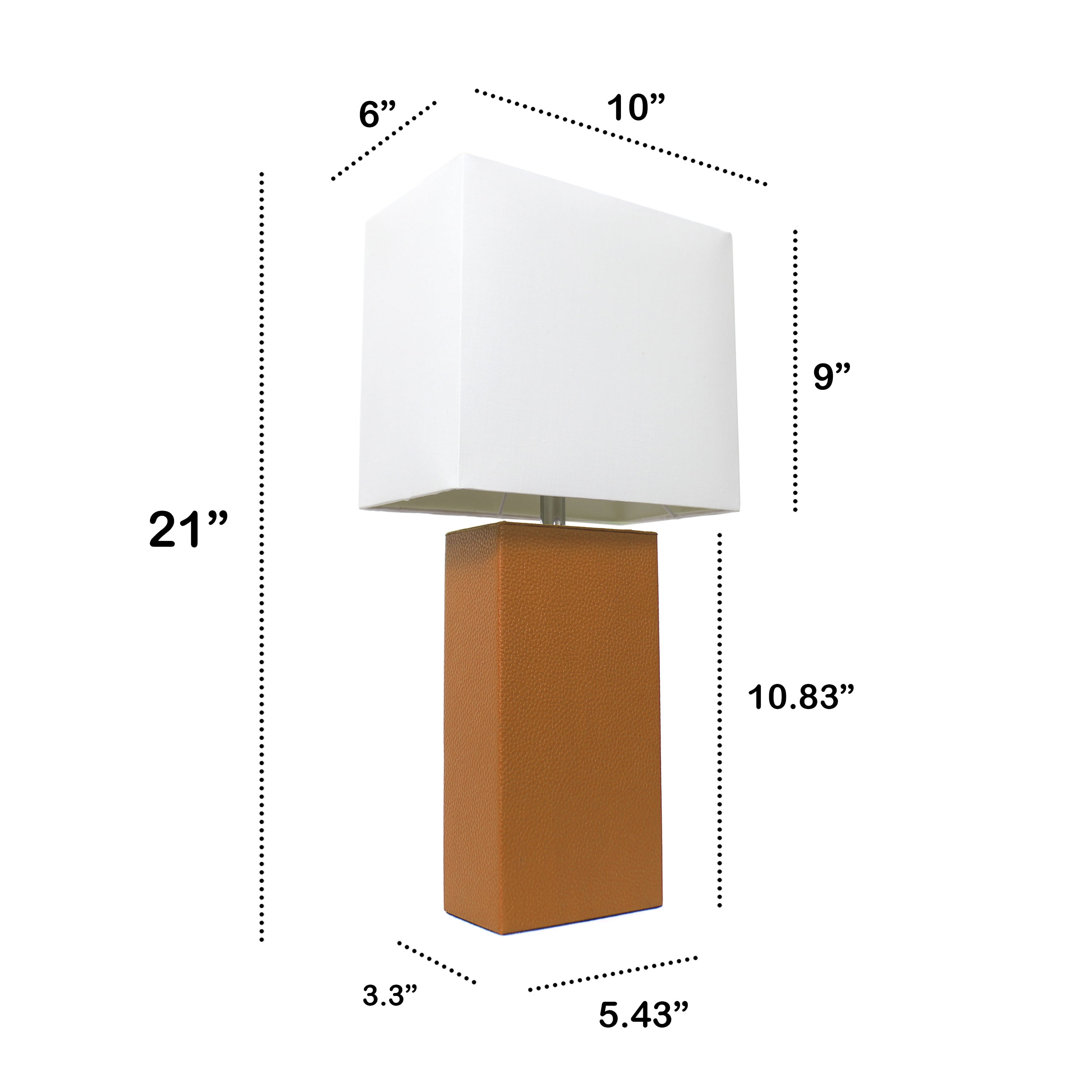 Lalia Home 21" Leather Modern Bedside Table Lamp with LED Bulb, Tan