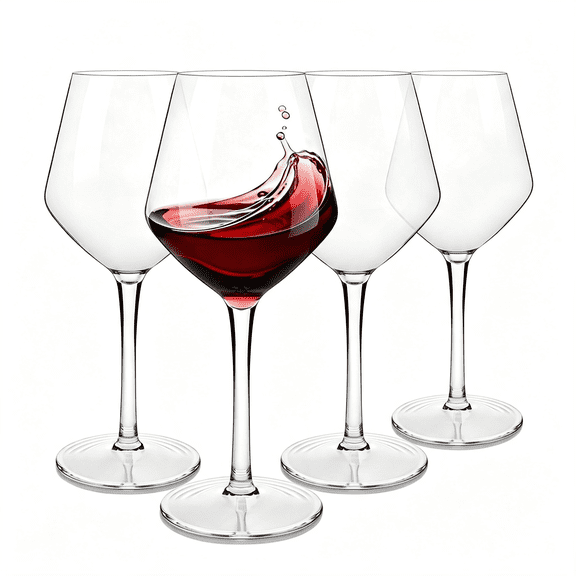 NORIZF Unbreakable Stemmed Wine Glass 100% Tritan Plastic Dishwasher Available Glassware 15 Oz, Set of 4, Elegant Plastic Wine Glasses with Stem