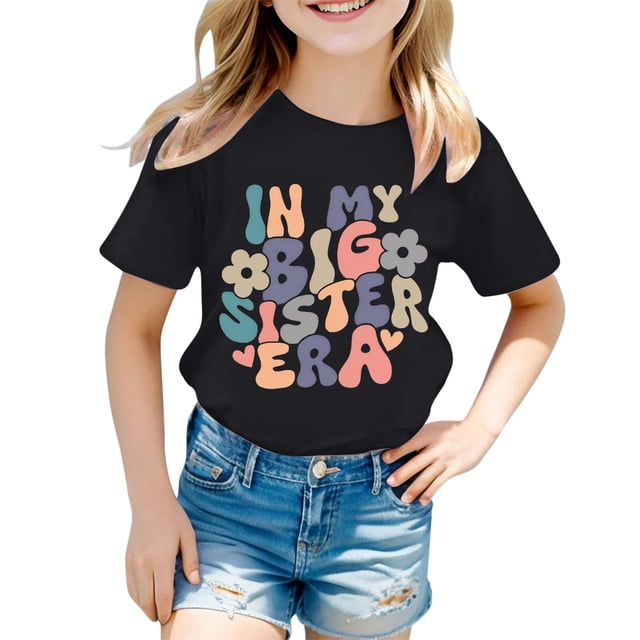 Mode Décontractée pour Filles T-Shirt à Manches Courtes Col Rond Lettre