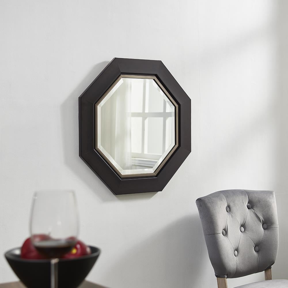Naomi Home Octagon Wall Mirror with Metal Bezel Espresso 26" x 26