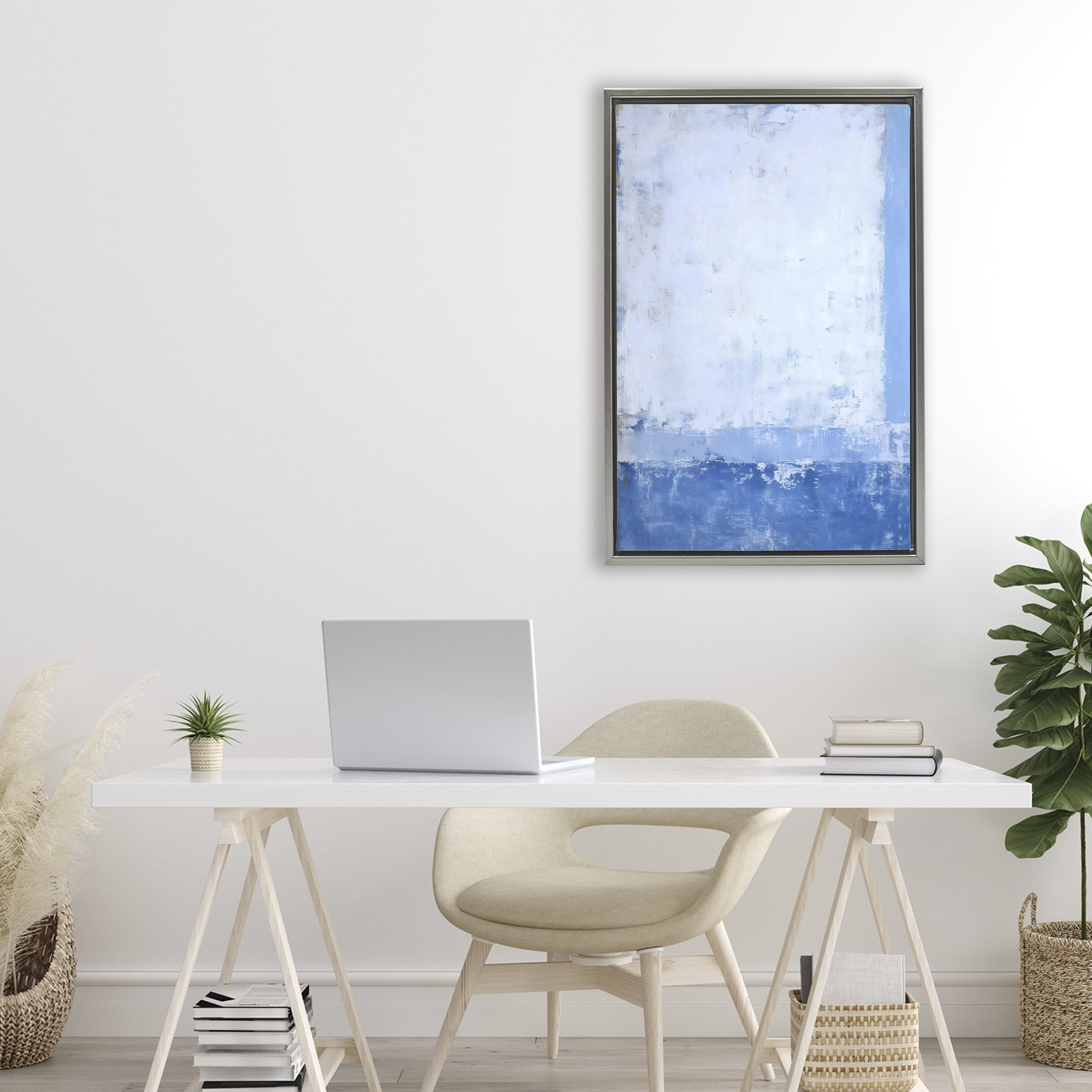Stupell Industries Blue & White Abstract Gray Framed Floater Canvas Wall Art, design by Gina Kelly