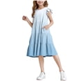 thumbnail image 3 of Tranfacy Kids Girls 4-14 Years Summer Gradient Round Neck Dress Short Sleeve Layer Cake A Line, 3 of 5