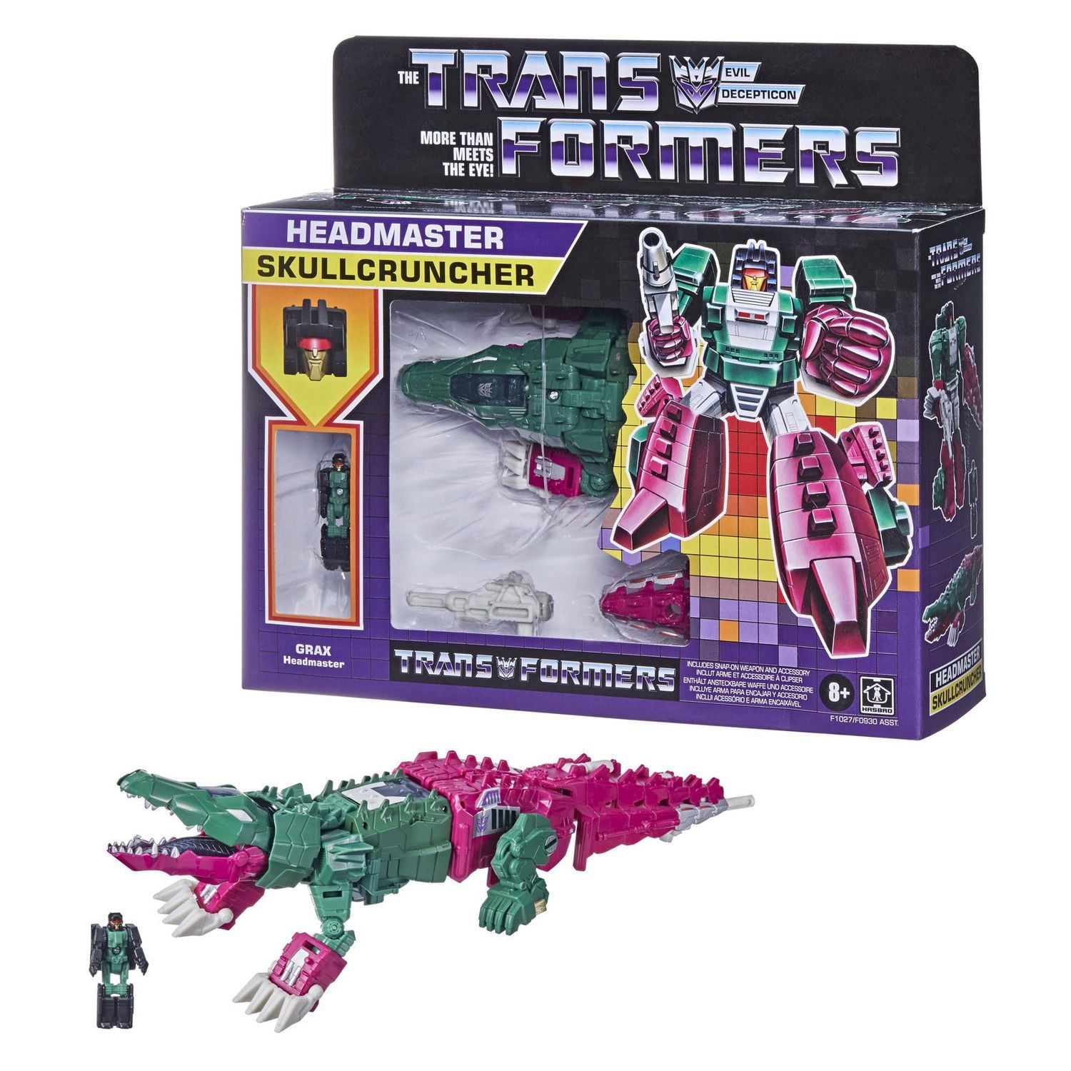 Jouets Transformers Generation, figurine de collection Deluxe Retro Headmaster Skullcruncher, pour adultes et enfants, dès 8 ans, taille de 14 cm