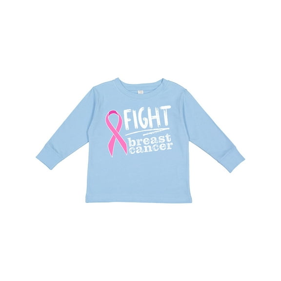 Inktastic Fight Breast Cancer Pink Ribbon Boys or Girls Long Sleeve Toddler T-Shirt