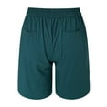 thumbnail image 5 of Gubotare Shorts for Women Summer Dressy Casual Elastic Waist Wide Leg Suit Tailored Shorts Comfy Elagant Work Trouser Shorts,Green S, 5 of 5